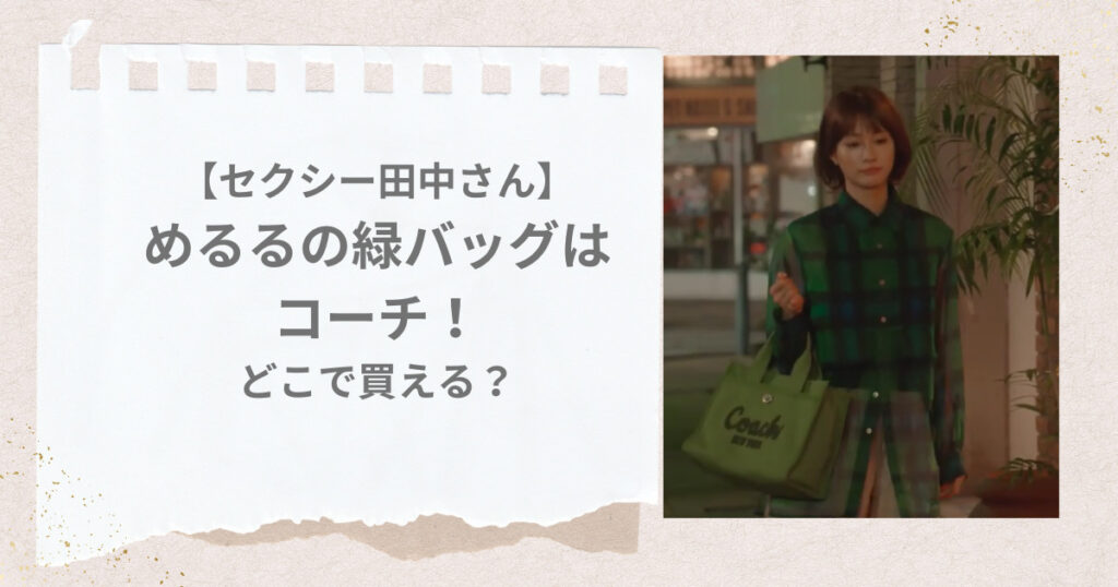 セクシー田中さん】めるるの緑トートバッグはコーチ！どこで買える 